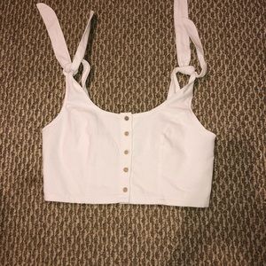 Kendall & Kylie white crop top button up